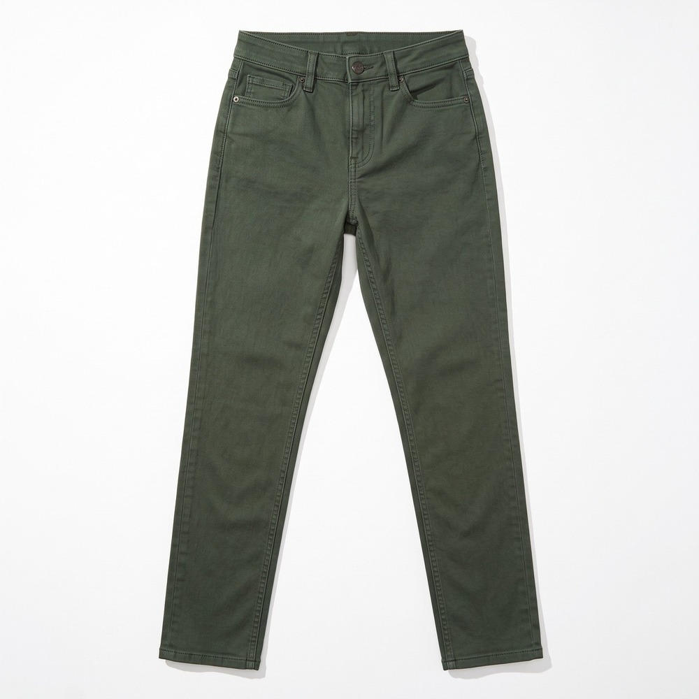 American Eagle 00 Womens Green Stretch Corduroy Straight Jeans High-Rise Boho
